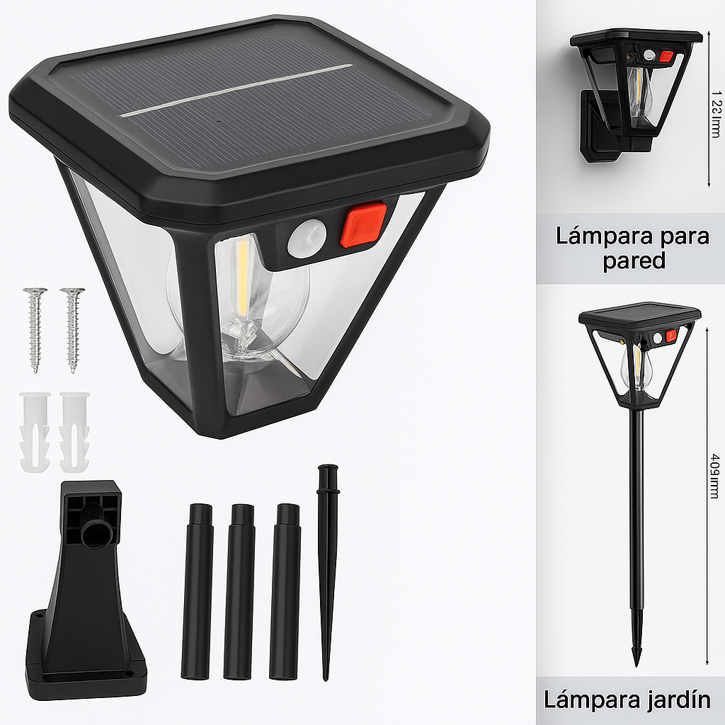 Lámpara Solar LED con Sensor de Movimiento y Resistente al Agua