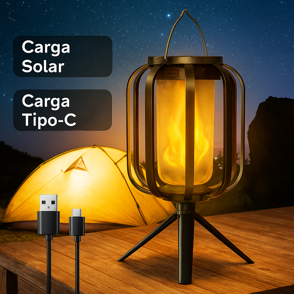 Linterna Solar y USB-C con Batería Resistente al Agua