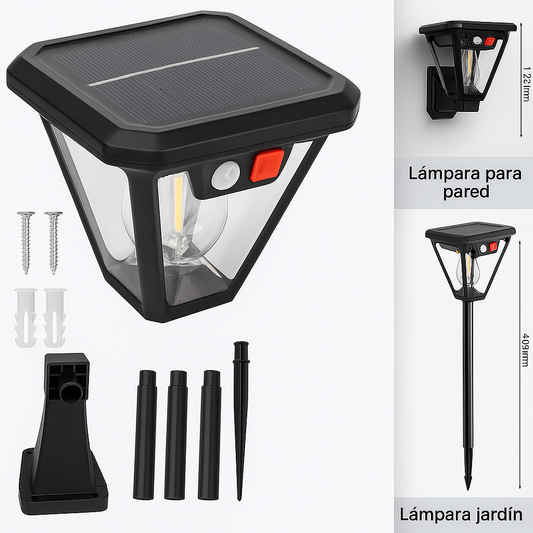 Lámpara Solar LED con Sensor de Movimiento y Resistente al Agua